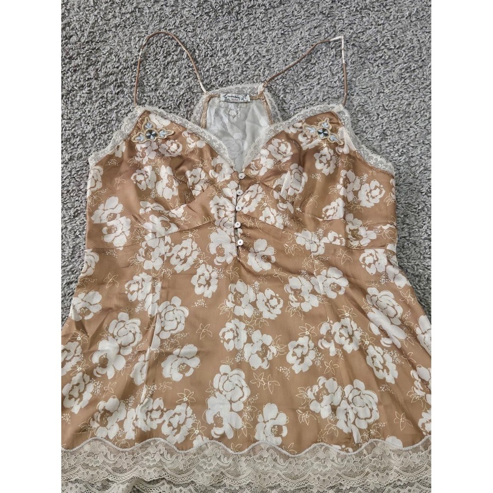 Intimately Free People Night Special Cami Floral Lace Trim Women Small Tan - Picture 3 of 8